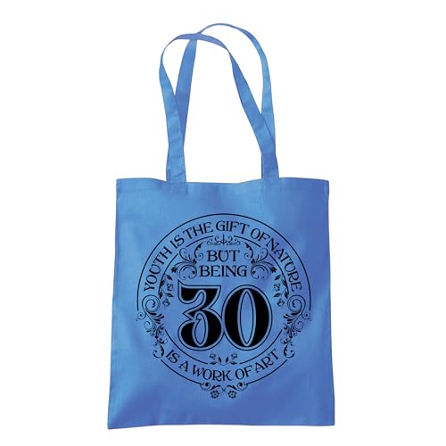 Dead Set Studio Geschenktüten zum 30. Geburtstag – Canvas-Tragetasche, Idee für Frauen, geboren 1995, Kühltasche für 30-jährige Dame, Kornblume (Blau), 10 L von Dead Set Studio