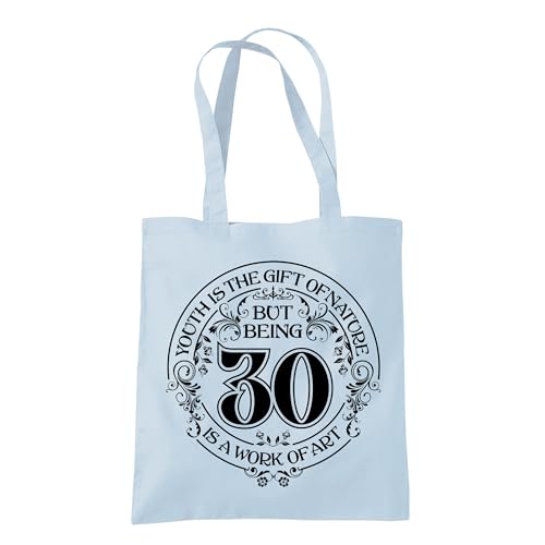 Dead Set Studio Geschenktüten zum 30. Geburtstag – Canvas-Tragetasche, Idee für Frauen, geboren 1995, Kühltasche für 30-jährige Dame, pastellblau, 10 L Dead Set Studio Geschenktüten zum 30. Geburtstag – Canvas-Tragetasche, Idee für Frauen, geboren 1995, Kühltasche für 30-jährige Dame, pastellblau, 10 L von Dead Set Studio