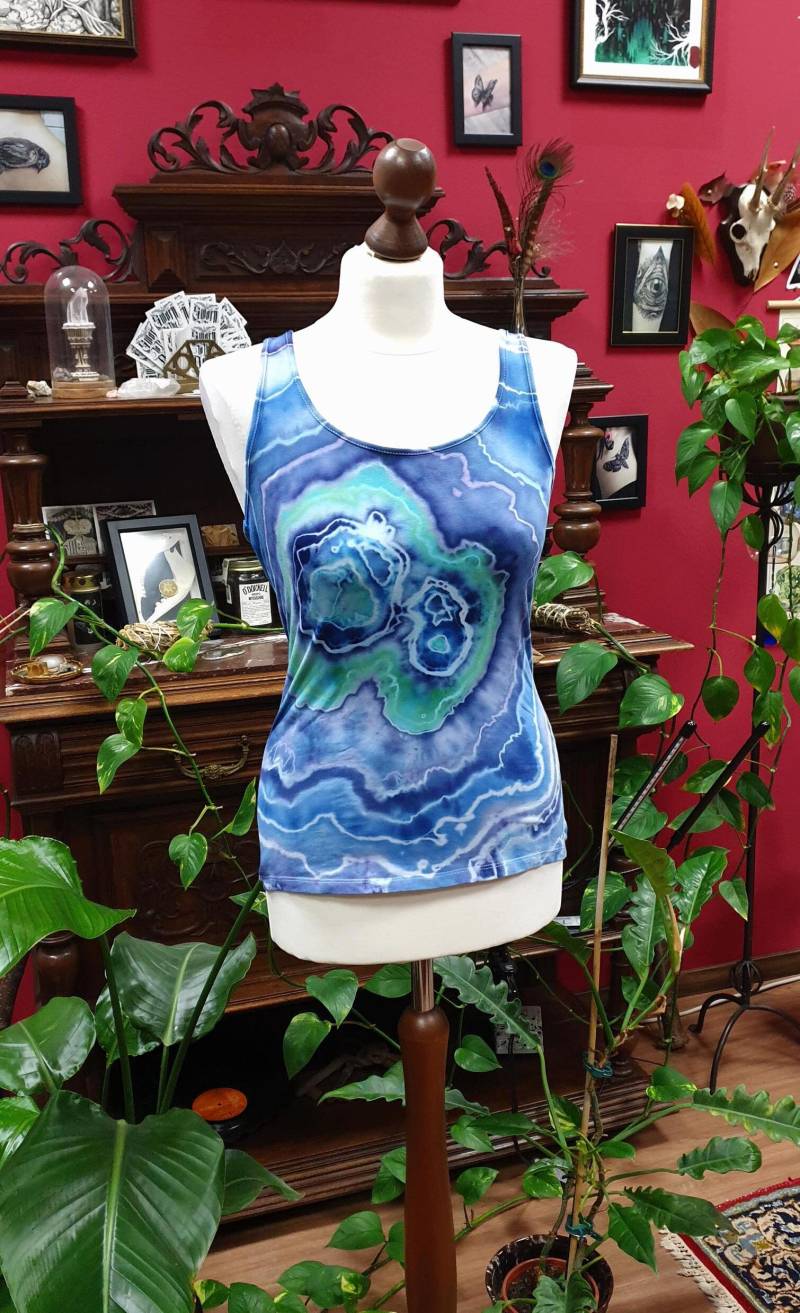 Tie Dye Tanktop S - Ice Batik Geode Achat Handgefärbt Ärmellos -Einzelstück von DeadButDreamingCL