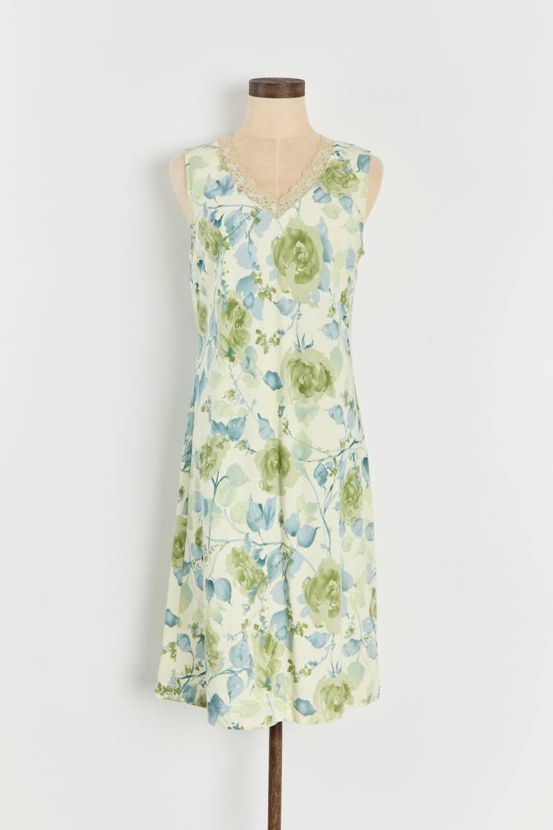 00S Lime Floral Linen Tank Dress M 00S Lime Floral Linen Tank Dress M von DeadByrdVintage