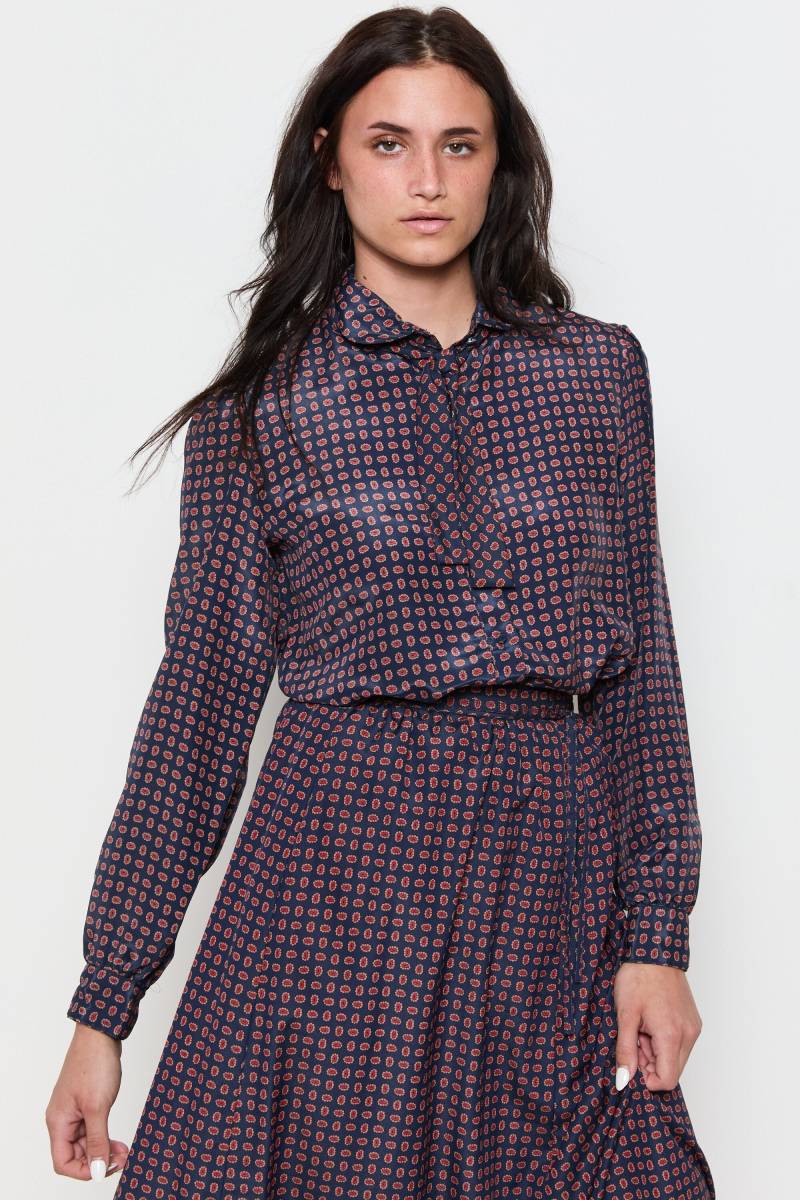 70Er Jahre Navy Rote Paisley Print Rock Set Bluse M von DeadByrdVintage