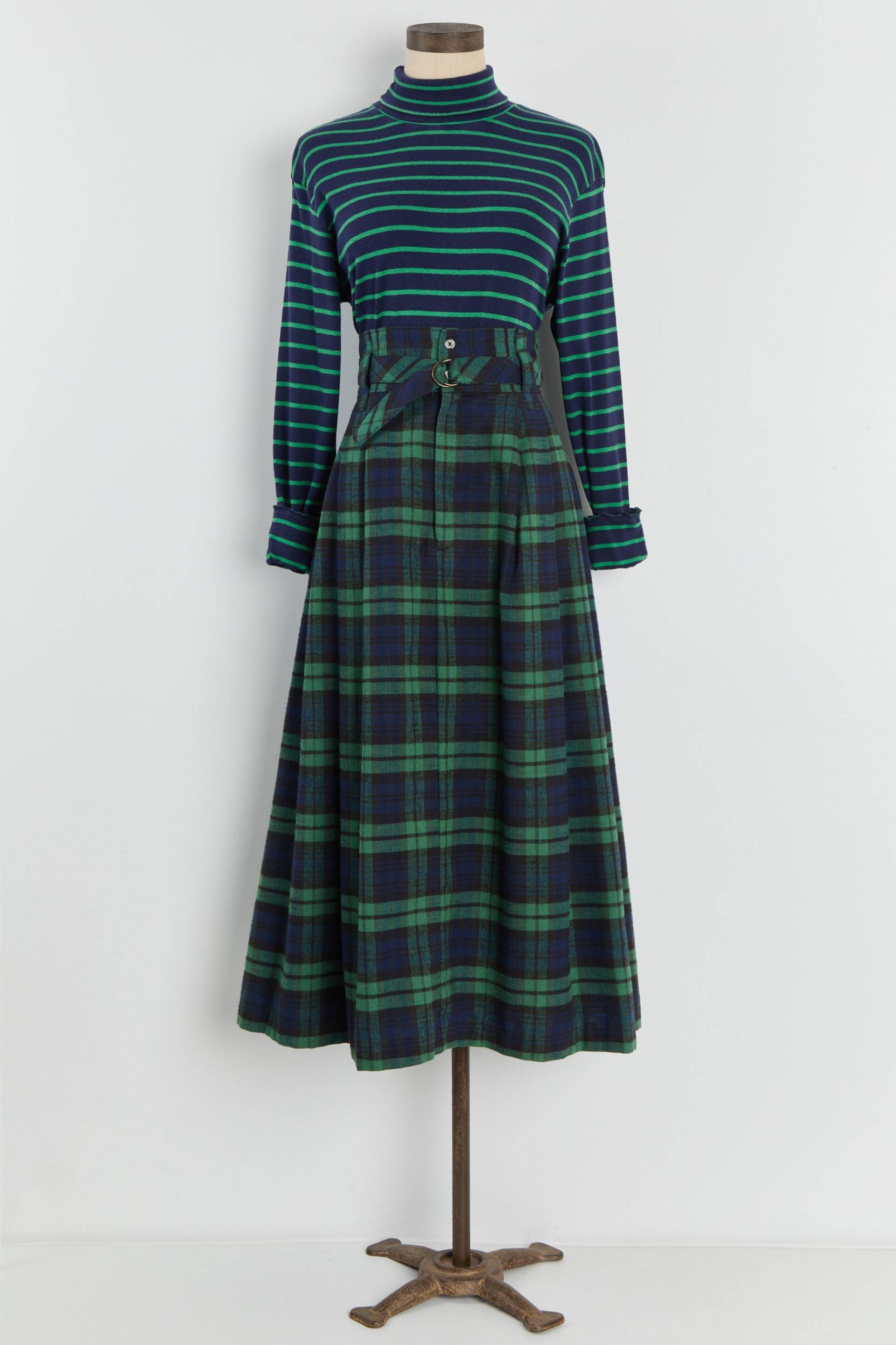 80Er Jahre Marine Grün Gestreifter Strick Rollkragen M/L von DeadByrdVintage