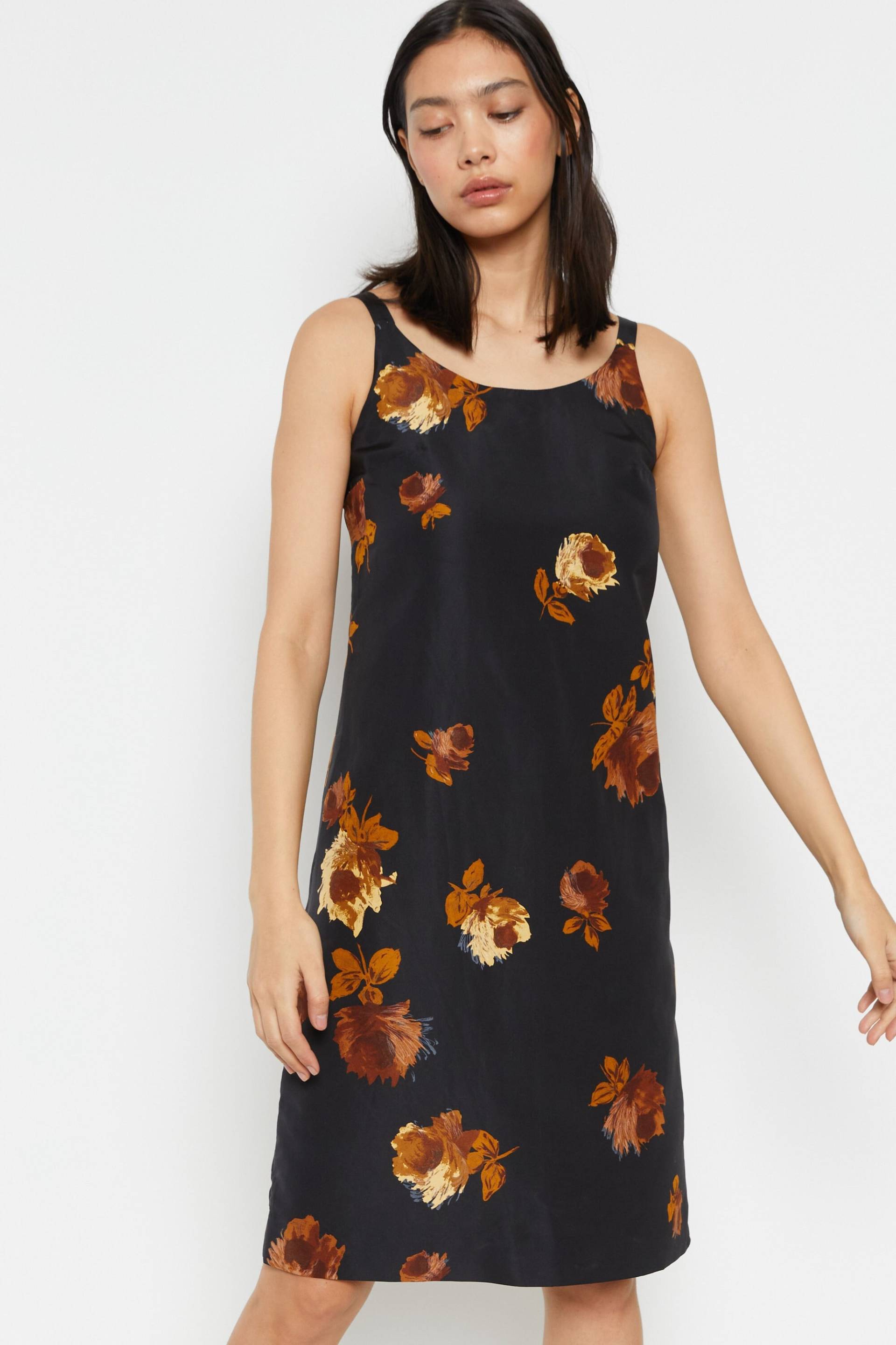 80Er Jahre Schwarzes Blumen Kleid S von DeadByrdVintage