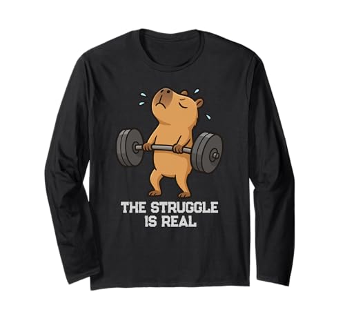Capybara Struggle is Real Lifting Gymrats Kreuzheben Herren Damen Langarmshirt von DeadLiftAxis1
