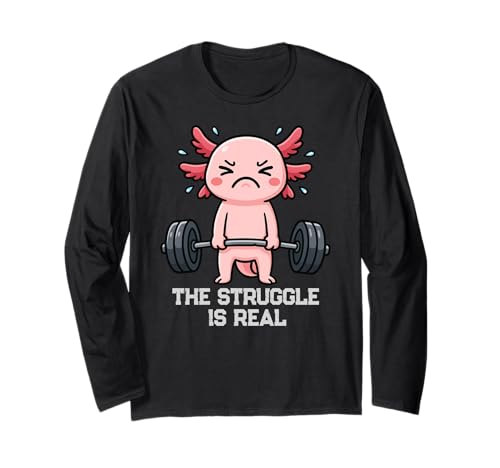 Der Kampf von Axolotl Deadlift Gymrat ist echtes Lifting für Männer und Frauen Langarmshirt von DeadLiftAxis1