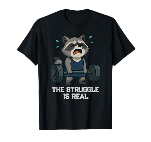 Raccoon Gym Rat Deadlift Struggle ist echtes Lifting für Männer und Frauen T-Shirt Raccoon Gym Rat Deadlift Struggle ist echtes Lifting für Männer und Frauen T-Shirt von DeadLiftAxis1