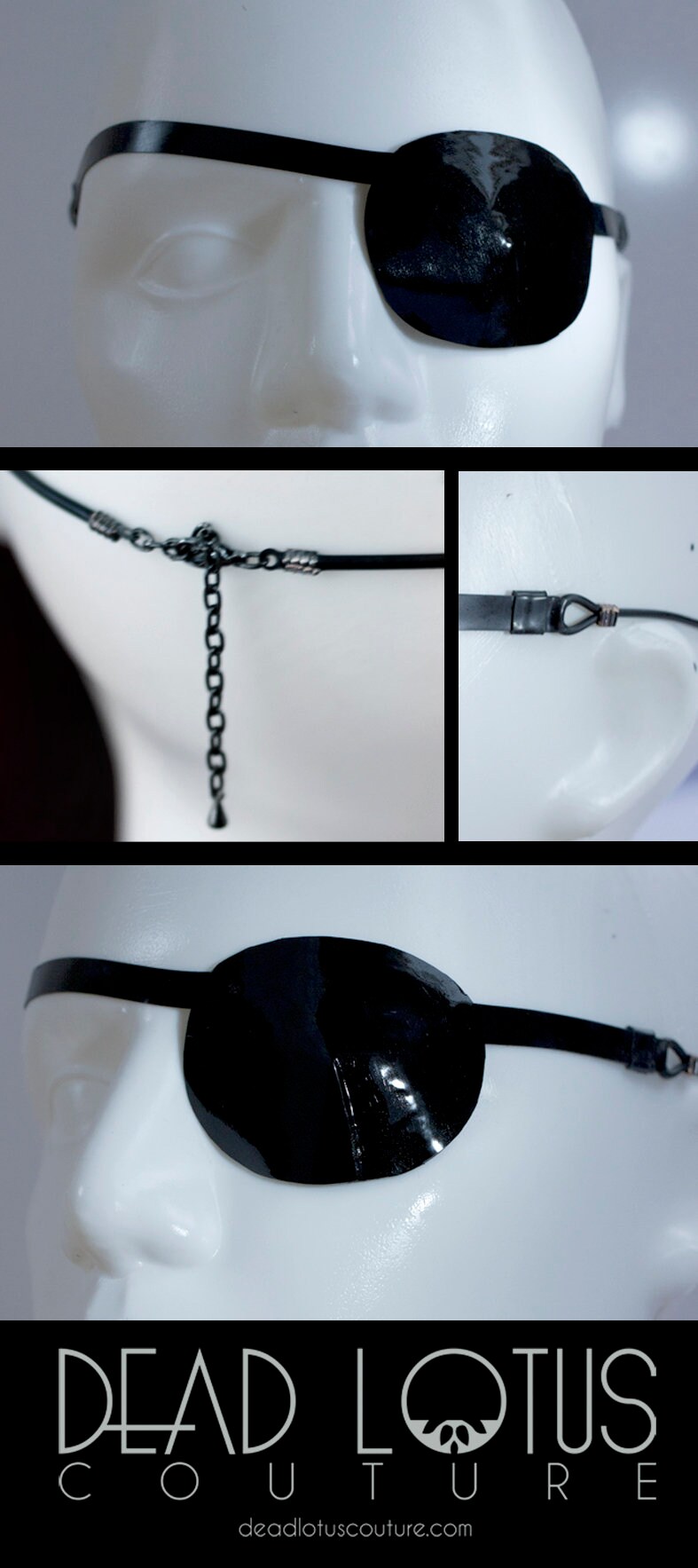 Augenklappe - Schwarz Mit Kettenriegel Und Mini-Anhänger Augenklappe - Schwarz Mit Kettenriegel Und Mini-Anhänger von DeadLotusCouture