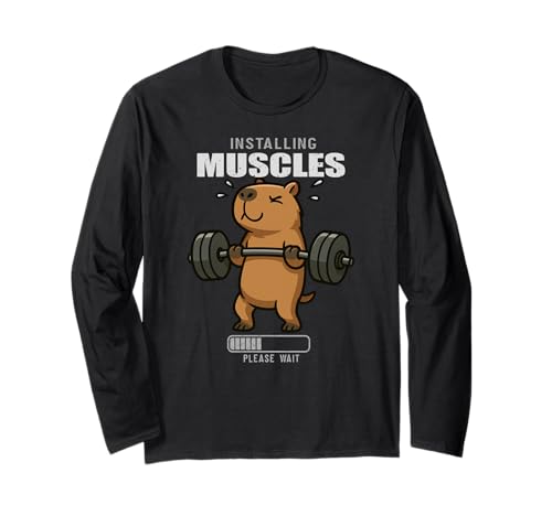 Capybara Kreuzheben Gymrat Installation Muskellifting Männer Frauen Langarmshirt von DeadliftAxis1