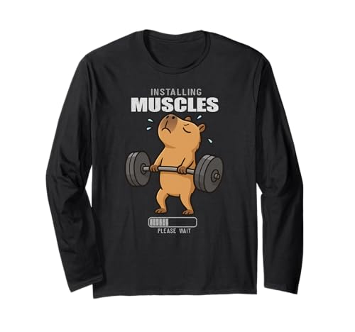 Capybara Muscle Deadlift Lifting Gymrat Männer Frauen Langarmshirt von DeadliftAxis1