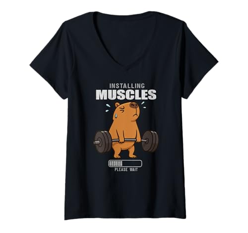 Damen Capybara Kreuzheben Gymrat Installation Muskellifting Männer Frauen T-Shirt mit V-Ausschnitt von DeadliftAxis1