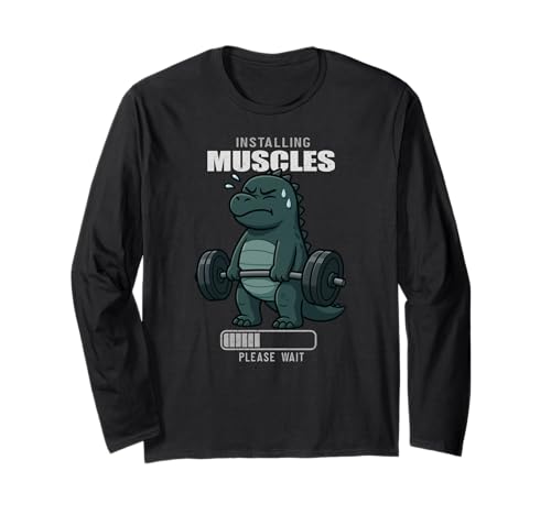 Dinosaurier-Kreuzheben Gymrat Installation Muskelheben Männer Frauen Langarmshirt von DeadliftAxis1