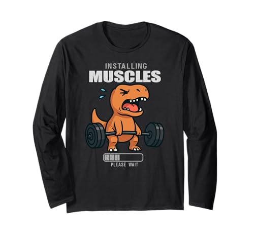 Dinosaurier Trex Gym Ratte Kreuzheben Installation Muskel Männer Frauen Langarmshirt von DeadliftAxis1
