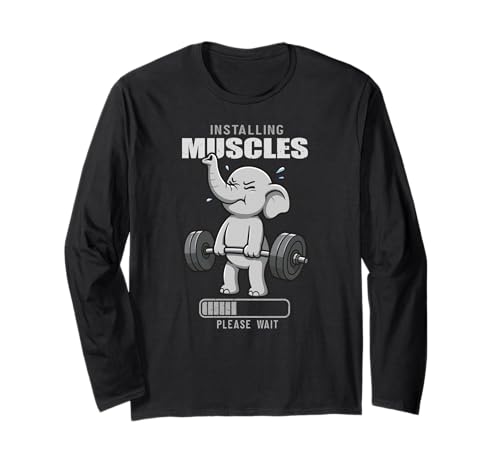 Elephant Gymrat Installing Muscle Lifting Deadlift Herren Damen Langarmshirt von DeadliftAxis1