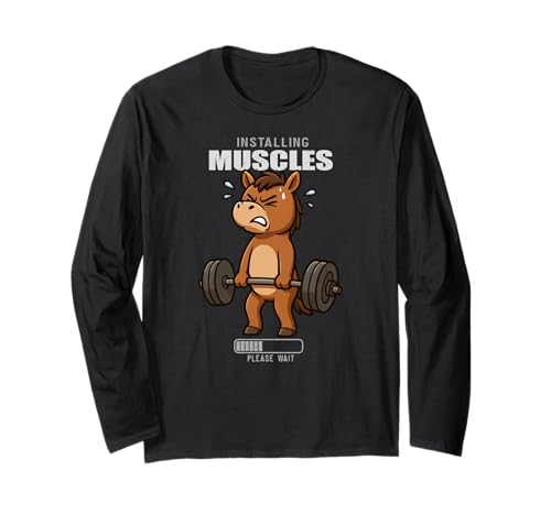 Pferd Kreuzheben Gym Ratte Installation Muscle Lifting Männer Frauen Langarmshirt von DeadliftAxis1