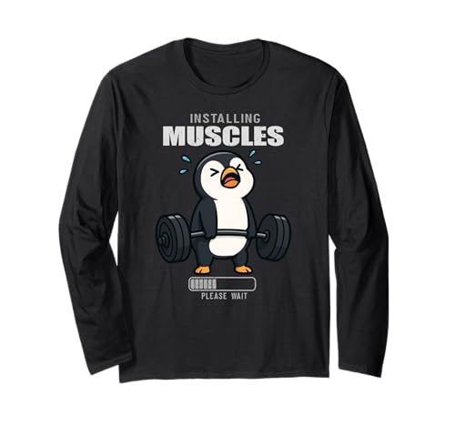 Pinguin Kreuzheben Gym Ratte Installation Muscle Lifting Männer Frauen Langarmshirt von DeadliftAxis1