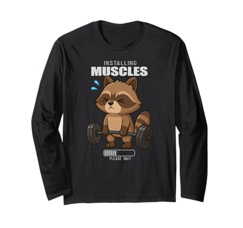 Waschbär Kreuzheben Gym Ratte Installation Muscle Lifting Männer Frauen Langarmshirt von DeadliftAxis1