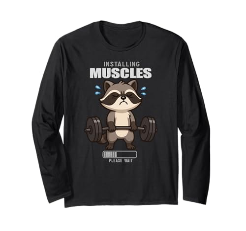 Waschbär Kreuzheben Gym Ratte Installation Muscle Lifting Männer Frauen Langarmshirt von DeadliftAxis1