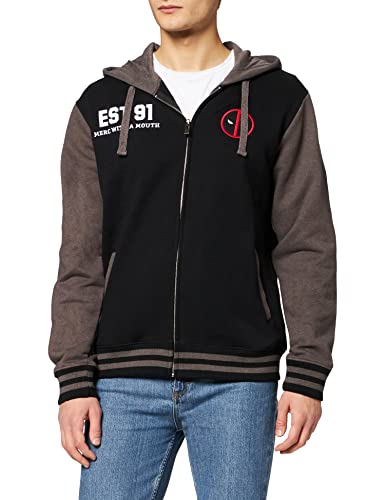 Deadpool Herren MEPOOLXTD020 Kapuzenpullover, Schwarz/Anthrazit Melange, S von Deadpool