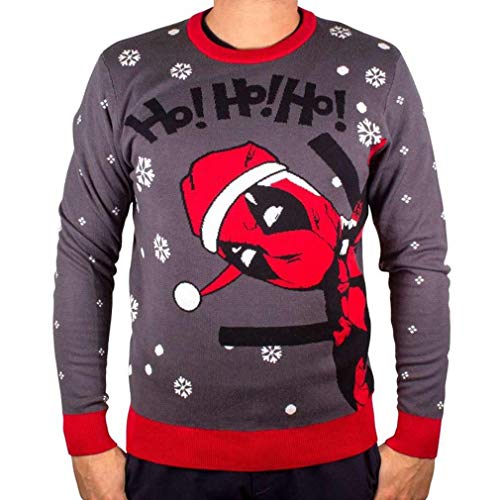 Deadpool Ho! Ho! Ho! Männer Weihnachtspullover grau/rot L von Deadpool