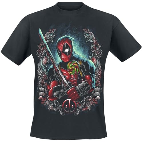Deadpool Lollipop Männer T-Shirt schwarz XXL 100% Baumwolle Fan-Merch, Filme von Deadpool