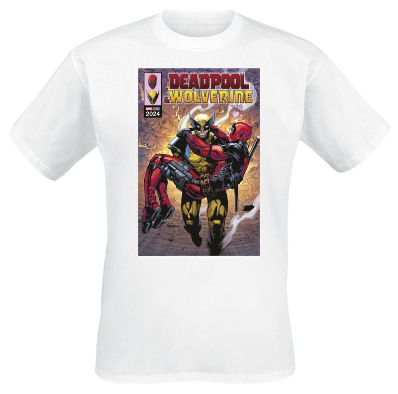 Deadpool - Marvel T-Shirt - 3 - Deadpool And Wolverine - In Love Escape - L bis XXL - für Männer - Größe XXL - weiß  - Lizenzierter Fanartikel von Deadpool