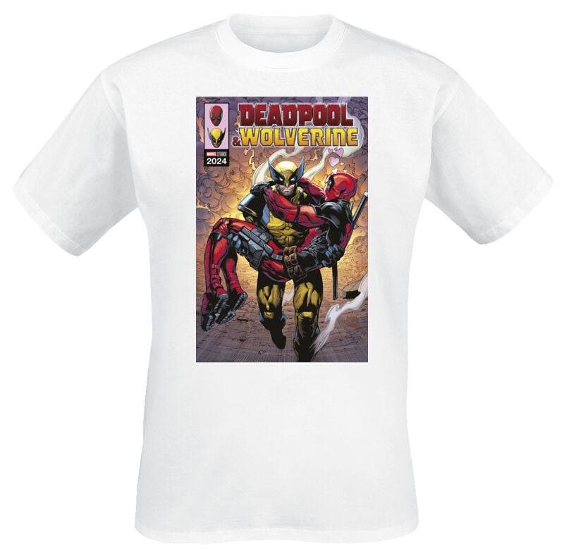 Deadpool - Marvel T-Shirt - 3 - Deadpool And Wolverine - In Love Escape - L bis XXL - für Männer - Größe XXL - weiß  - Lizenzierter Fanartikel von Deadpool