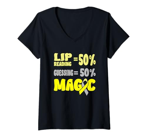 Damen Woche zur Sensibilisierung von Gehörlosen T-Shirt mit V-Ausschnitt Damen Woche zur Sensibilisierung von Gehörlosen T-Shirt mit V-Ausschnitt von Deaf Awareness Deafness Hearing Impaired