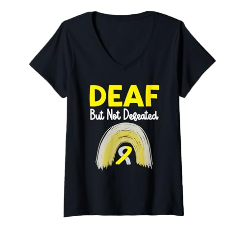 Damen Woche zur Sensibilisierung von Gehörlosen T-Shirt mit V-Ausschnitt Damen Woche zur Sensibilisierung von Gehörlosen T-Shirt mit V-Ausschnitt von Deaf Awareness Deafness Hearing Impaired