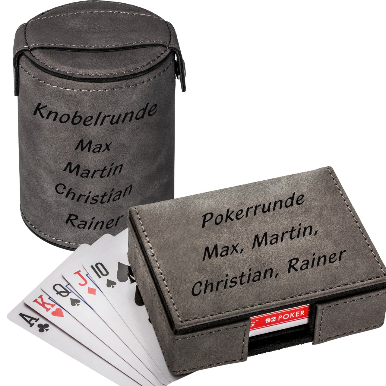 Spiel Set Kartenspiel und Würfelbecher mit Gravur Spiel Set Kartenspiel und Würfelbecher mit Gravur von Deaktiviert - wird nachbestellt