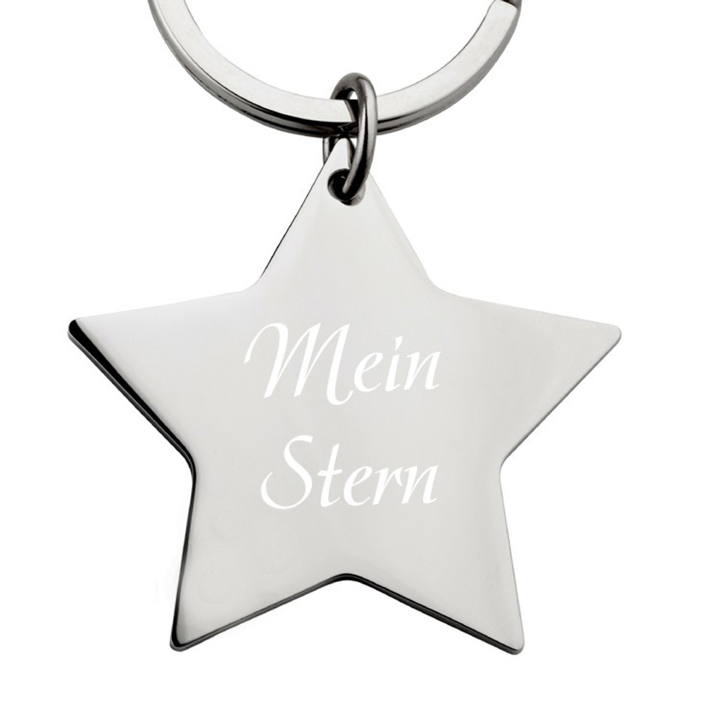 Edelstahl-Schlüsselanhänger mit Gravur Stern von Deaktiviert