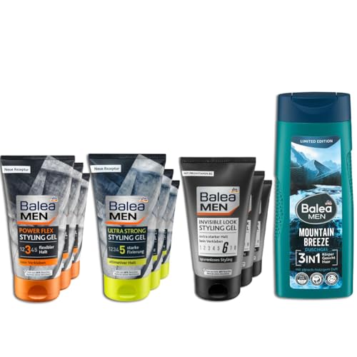 13er Set: Balea STYLING GEL Haltegrad: 3,5 und 6 - Duschgel 1 x 300 ml – 3 x Duftkerze im Glas – Apfel von DealStory