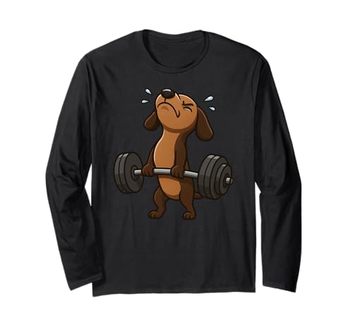 Dackel Doxie Kreuzheben Gym Ratte Hundeliebhaber Heben Mama Papa Langarmshirt von DealiftAxis1