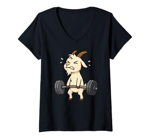 Damen Goat Deadlift Gym Rattentier Lover Lifting für Herren und Damen T-Shirt mit V-Ausschnitt von DealiftAxis1