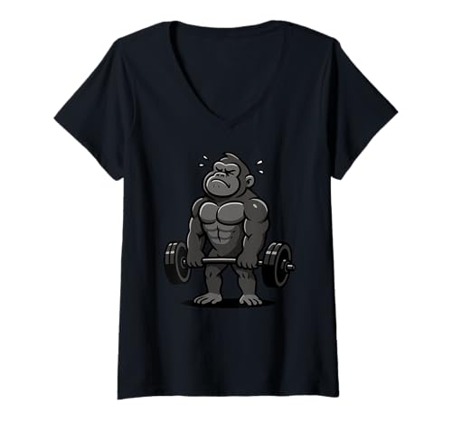 Damen Gorilla Kreuzheben Gym Ratte Tierliebhaber Heben Männer Frauen T-Shirt mit V-Ausschnitt Damen Gorilla Kreuzheben Gym Ratte Tierliebhaber Heben Männer Frauen T-Shirt mit V-Ausschnitt von DealiftAxis1