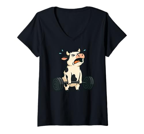 Damen Kuh Kreuzheben Gym Ratte Tierliebhaber Heben Männer Frauen T-Shirt mit V-Ausschnitt Damen Kuh Kreuzheben Gym Ratte Tierliebhaber Heben Männer Frauen T-Shirt mit V-Ausschnitt von DealiftAxis1