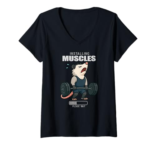 Damen Opossum Kreuzheben Gym Ratte Installation Muscle Lifting Männer Frauen T-Shirt mit V-Ausschnitt von DealiftAxis1