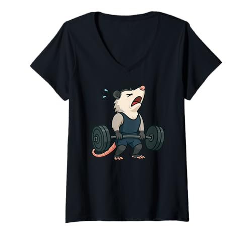 Damen Opossum Kreuzheben Gym Ratte Tierliebhaber Heben Männer Frauen T-Shirt mit V-Ausschnitt von DealiftAxis1