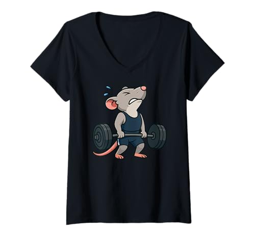 Damen Ratte Kreuzheben Gymrat Tierliebhaber Lifting Männer Frauen T-Shirt mit V-Ausschnitt von DealiftAxis1