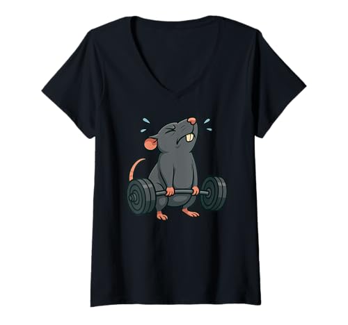 Damen Ratten Tierliebhaber Gymrat Lifting Kreuzheben Männer Frauen T-Shirt mit V-Ausschnitt Damen Ratten Tierliebhaber Gymrat Lifting Kreuzheben Männer Frauen T-Shirt mit V-Ausschnitt von DealiftAxis1