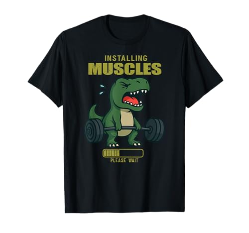 Dinosaurier Trex Kreuzheben Installation Muskel Gym Ratte Männer Frauen T-Shirt von DealiftAxis1