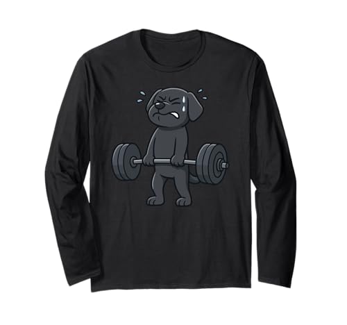 Schwarzer Labrador Kreuzheben Gym Ratte Hundeliebhaber Heben Männer Frauen Langarmshirt von DealiftAxis1
