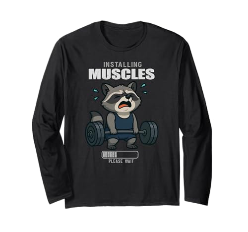 Waschbär Kreuzheben Gym Ratte Installation Muscle Lifting Männer Frauen Langarmshirt von DealiftAxis1