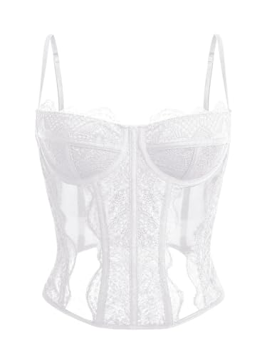 Dealmore Damen Bustier Korsett, Weiss/opulenter Garten, Medium von Dealmore