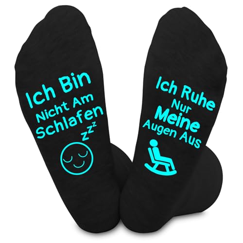 Dealswin Lustige Socken Mit Spruch Ich Bin Nicht Am Schlafen Ich Ruhe Nur Meine Augen Aus Bunte Socken Lustig Geschenke Für Väter Papa Opa Männer Herren Damen Weihnachts Erntedankfest Geburtstag von Dealswin