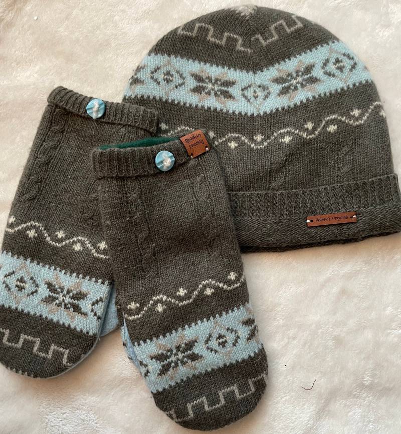 Handgefilzte Handschuhe Und Mütze Aus Wollfilz Mit Vlies Gefüttert Grösse Extra Small von DeannesOriginals