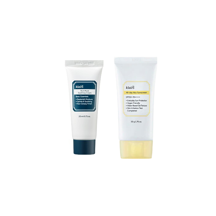 Dear; Klairs Rich Moist Soothing Cream - 20ml + All-day Airy Sunscreen SPF50+ PA++++ - 50g (1ea) Set von Dear, Klairs