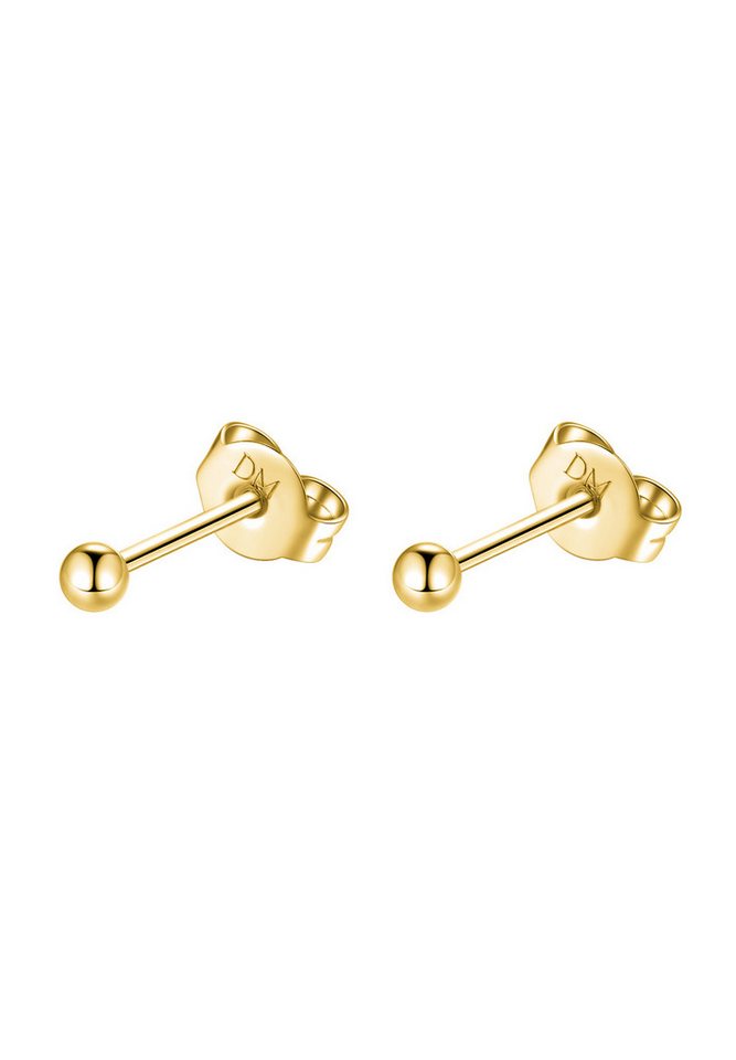 Dear Me Paar Ohrstecker Damen 585 Massivgold winzige Kugeln Basic, 14K Massivgold Ohrringe Gelbgold/Weißgold, Echtgold Brautschmuck von Dear Me