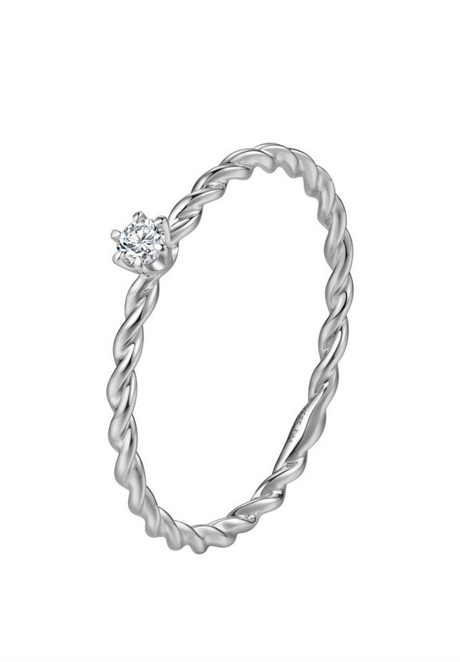 Dear Me Verlobungsring mit Diamant Weißgold Gold 585, Echt Gold Kordelring, Damen Goldring 14 Karat, Größe 49-59, Brautschmuck von Dear Me