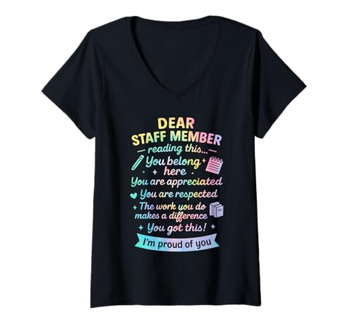 Damen Dear Staff Member Reading This T-Shirt mit V-Ausschnitt von Dear Staff Member Reading This Shirt