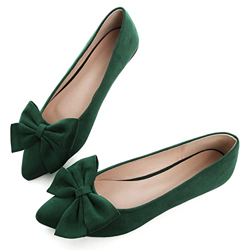 Dear Time Damen Ballerinas Kleid Ballettschuhe Slip On für Büro Arbeit Bequeme Schuhe, 077-Grün, 35.5 EU von Dear Time